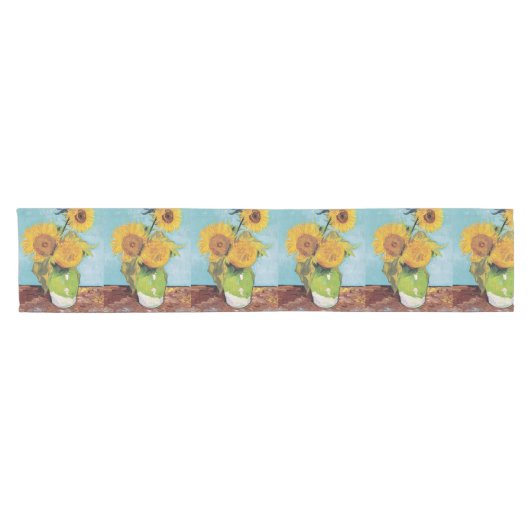 Vincent Van Gogh - Drei Sonnenblumen in einer Vase Kurzer Tischläufer (Horizontal)