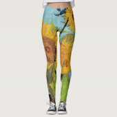 Vincent Van Gogh - Drei Sonnenblumen in einer Vase Leggings (Vorderseite)