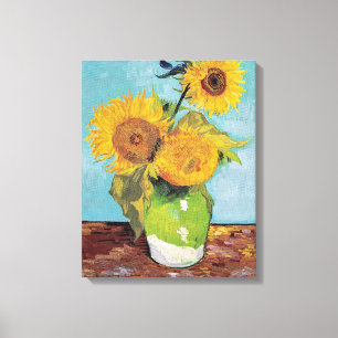 Vincent Van Gogh - Drei Sonnenblumen in einer Vase Leinwanddruck