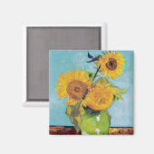 Vincent Van Gogh - Drei Sonnenblumen in einer Vase Magnet (Vorderseite/Rückseite)