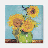 Vincent Van Gogh - Drei Sonnenblumen in einer Vase Magnet (Vorne)