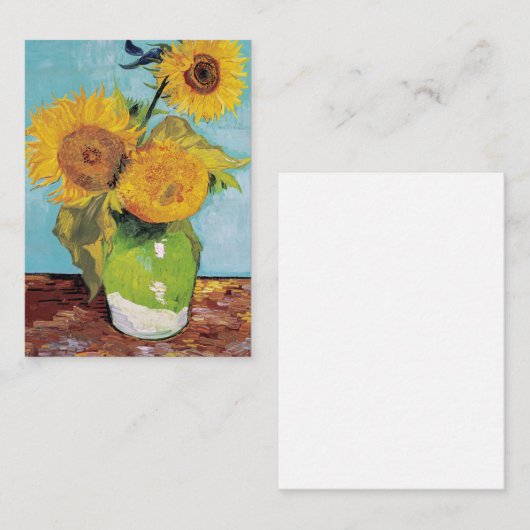 Vincent Van Gogh - Drei Sonnenblumen in einer Vase Mitteilungskarte (Vorne/Hinten)