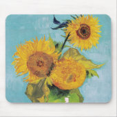 Vincent Van Gogh - Drei Sonnenblumen in einer Vase Mousepad (Vorne)