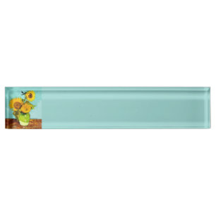 Vincent Van Gogh Drei Sonnenblumen in einer Vase Namensplakette