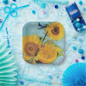 Vincent Van Gogh - Drei Sonnenblumen in einer Vase Pappteller (Party)
