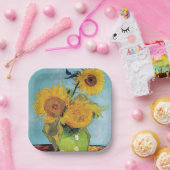 Vincent Van Gogh - Drei Sonnenblumen in einer Vase Pappteller (Party)