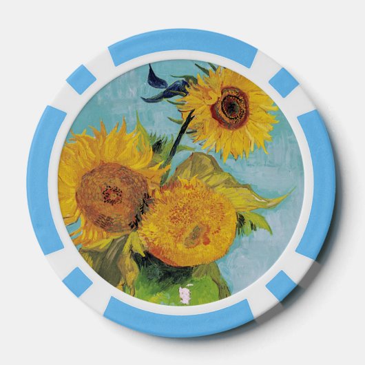 Vincent Van Gogh - Drei Sonnenblumen in einer Vase Pokerchips (Rückseite)
