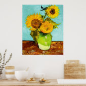 Vincent Van Gogh Drei Sonnenblumen in einer Vase Poster (Küche)
