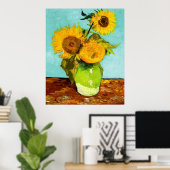 Vincent Van Gogh Drei Sonnenblumen in einer Vase Poster (Heimbüro)