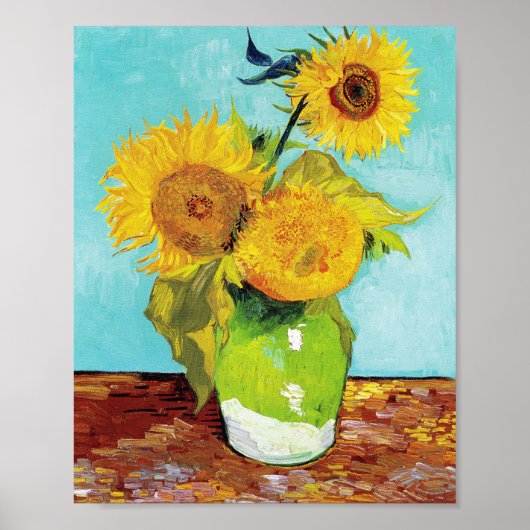 Vincent Van Gogh Drei Sonnenblumen in einer Vase Poster (Vorne)