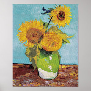 Vincent Van Gogh - Drei Sonnenblumen in einer Vase Poster
