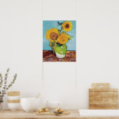 Vincent Van Gogh - Drei Sonnenblumen in einer Vase Poster (Küche)