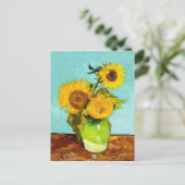 Vincent Van Gogh Drei Sonnenblumen in einer Vase Postkarte (Stehend Vorderseite)