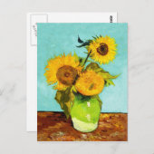 Vincent Van Gogh Drei Sonnenblumen in einer Vase Postkarte (Vorne/Hinten)