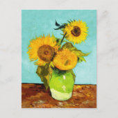Vincent Van Gogh Drei Sonnenblumen in einer Vase Postkarte (Vorderseite)