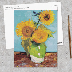 Vincent Van Gogh - Drei Sonnenblumen in einer Vase Postkarte