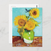Vincent Van Gogh Drei Sonnenblumen in einer Vase Postkarte (Vorne/Hinten)