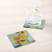 Vincent Van Gogh - Drei Sonnenblumen in einer Vase Rechteckiger Pappuntersetzer (Vor Ort)