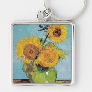 Vincent Van Gogh - Drei Sonnenblumen in einer Vase Schlüsselanhänger