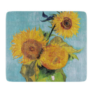 Vincent Van Gogh - Drei Sonnenblumen in einer Vase Schneidebrett