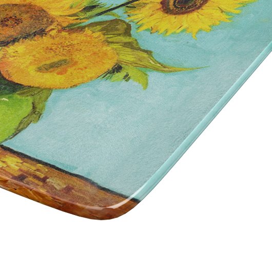Vincent Van Gogh Drei Sonnenblumen in einer Vase Schneidebrett (Ecke)