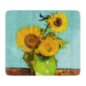 Vincent Van Gogh Drei Sonnenblumen in einer Vase Schneidebrett (Vorderseite)