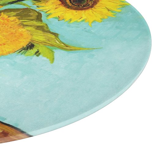 Vincent Van Gogh Drei Sonnenblumen in einer Vase Schneidebrett (Ecke)