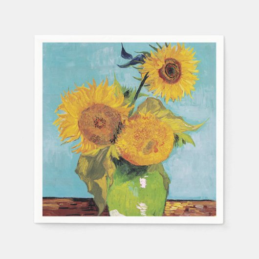 Vincent Van Gogh - Drei Sonnenblumen in einer Vase Serviette (Vorderseite)