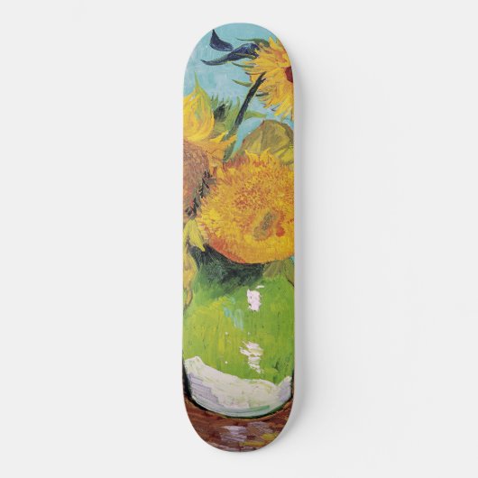 Vincent Van Gogh - Drei Sonnenblumen in einer Vase Skateboard (Vorderseite)
