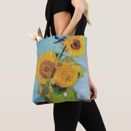 Vincent Van Gogh - Drei Sonnenblumen in einer Vase Tasche (Von Nahem)