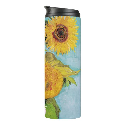Vincent Van Gogh - Drei Sonnenblumen in einer Vase Thermosbecher (Nach rechts gedreht)