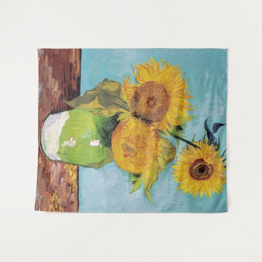 Vincent Van Gogh - Drei Sonnenblumen in einer Vase Wandteppich (Vorderseite (Horizontal))