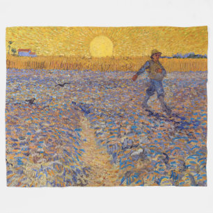 Vincent van Gogh - Dusche mit Setting Sun Fleecedecke