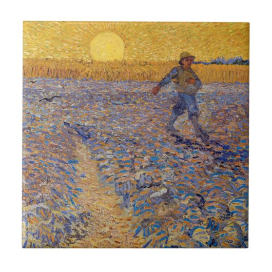 Vincent van Gogh - Dusche mit Setting Sun Fliese (Vorderseite)