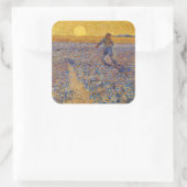 Vincent van Gogh - Dusche mit Setting Sun Quadratischer Aufkleber (Tasche)