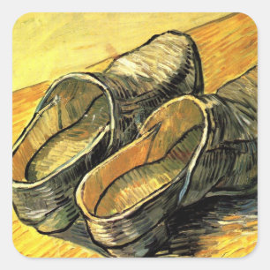 Vincent van Gogh - Ein Paar Lederschuhe Quadratischer Aufkleber