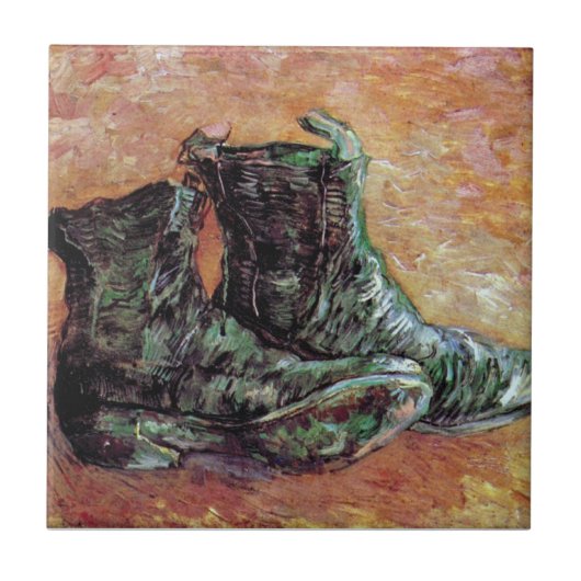Vincent Van Gogh - ein Paar Schuhe Fliese (Vorderseite)
