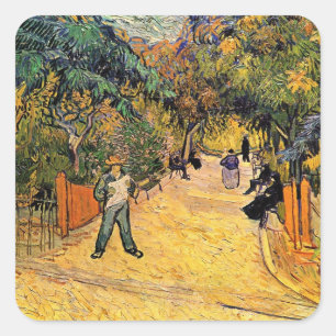 Vincent van Gogh - Eingang zum Public Park, Arles Quadratischer Aufkleber