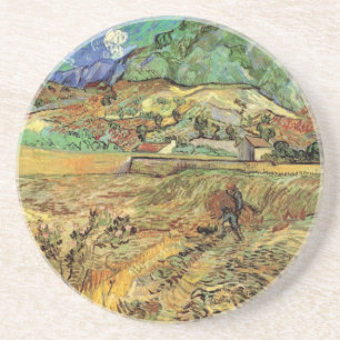Vincent van Gogh - Eingefriedetes Weizenfeld mit B Getränkeuntersetzer