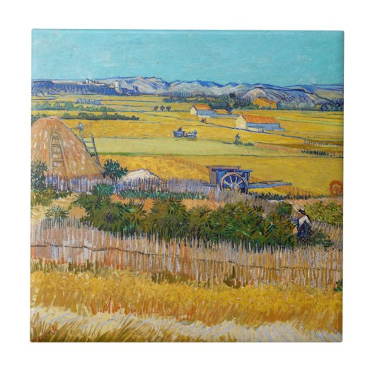 Vincent van Gogh - Ernte bei La Crau Fliese (Vorderseite)