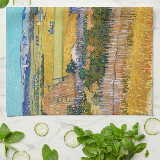 Vincent van Gogh - Ernte bei La Crau Geschirrtuch (Gefaltet)