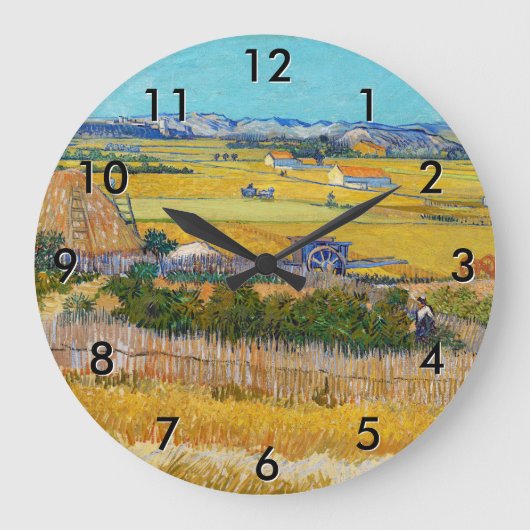 Vincent van Gogh - Ernte bei La Crau Große Wanduhr (Vorderseite)