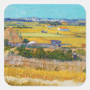 Vincent van Gogh - Ernte bei La Crau Quadratischer Aufkleber