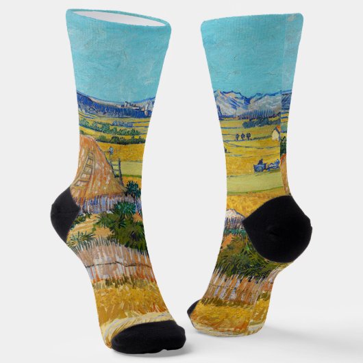 Vincent van Gogh - Ernte bei La Crau Socken (Gewinkelt)