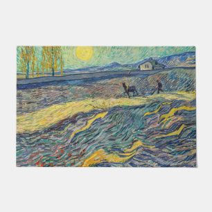 Vincent van Gogh - Feld mit pflügenden Bauern Fußmatte