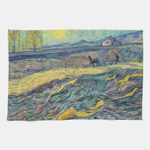 Vincent van Gogh - Feld mit pflügenden Bauern Geschirrtuch
