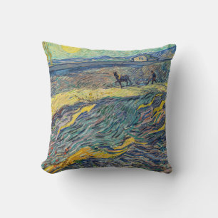 Vincent van Gogh - Feld mit pflügenden Bauern Kissen