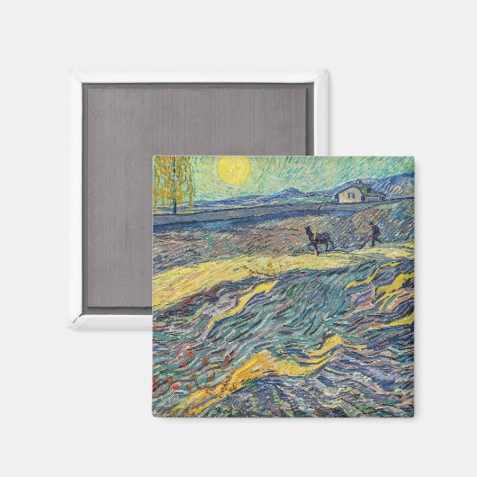 Vincent van Gogh - Feld mit pflügenden Bauern Magnet (Vorderseite/Rückseite)