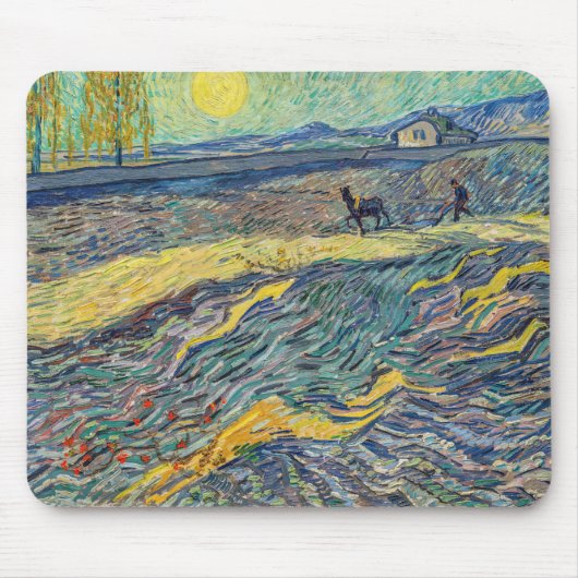 Vincent van Gogh - Feld mit pflügenden Bauern Mousepad (Vorne)