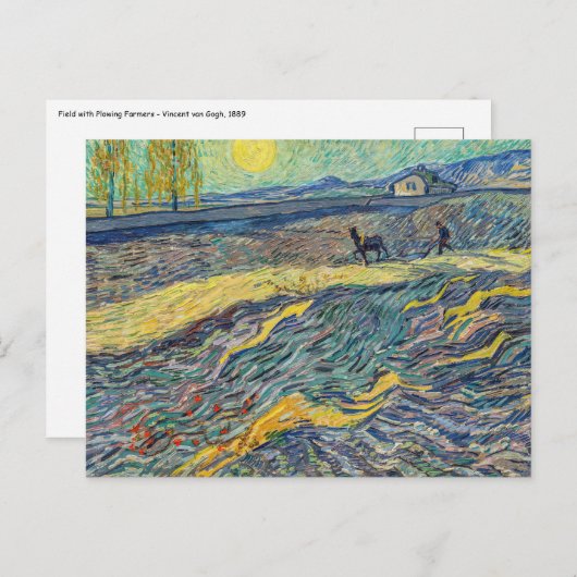 Vincent van Gogh - Feld mit pflügenden Bauern Postkarte (Vorne/Hinten)
